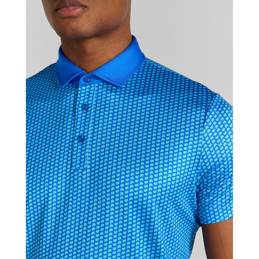 Redvanly Mens Blue Geometric Chevron PUREpoly Golf Polo Shirt Size XL - Picture 4 of 14